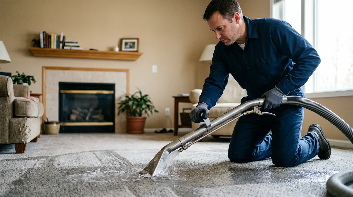 Water damage restoration technician working near Big Island, VA